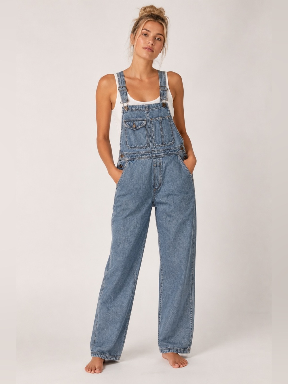 Vintage Xhilaration 100% Cotton Denim Overalls Blue Large Straight Leg